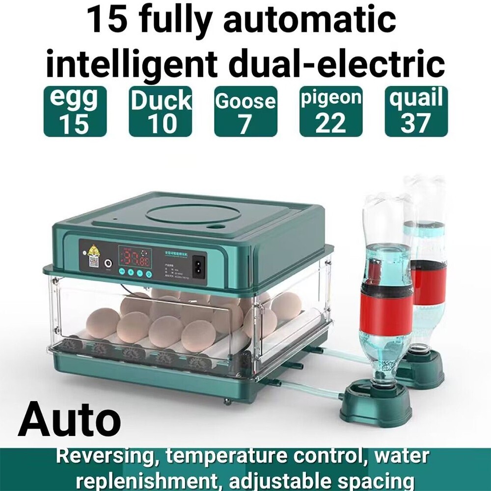 15 Eggs Incubator Fully Automatic Turning Temperature Control Egg Lamp Chic Bird