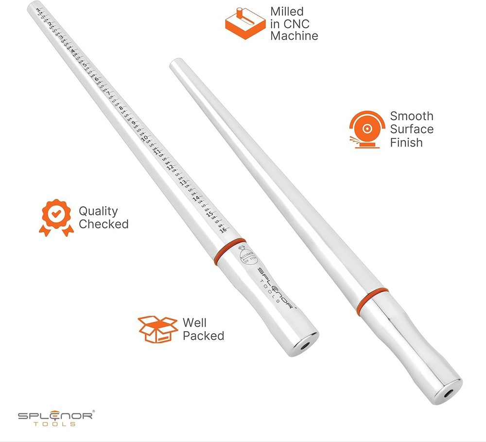 Splenor Tools 13" Solid Stainless Steel Un-grooved Ring Mandrel - for...