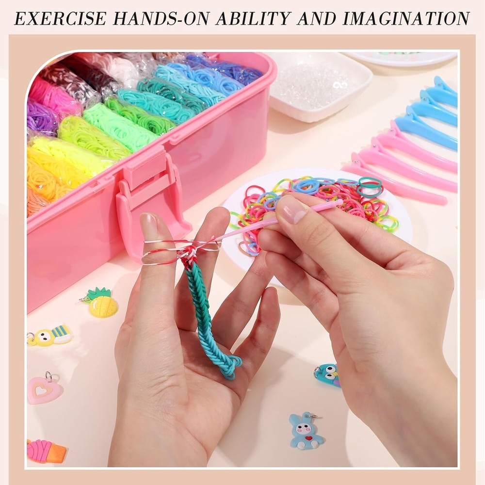 17500 Rubber Band Bracelet Kit with 3 Layer Transparent Container Loom Making