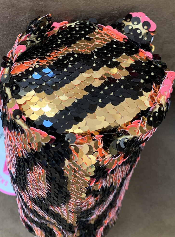 JUSTICE PINK TIGER PENCILCASE FLIP SEQUINS SUPER CUTE!!