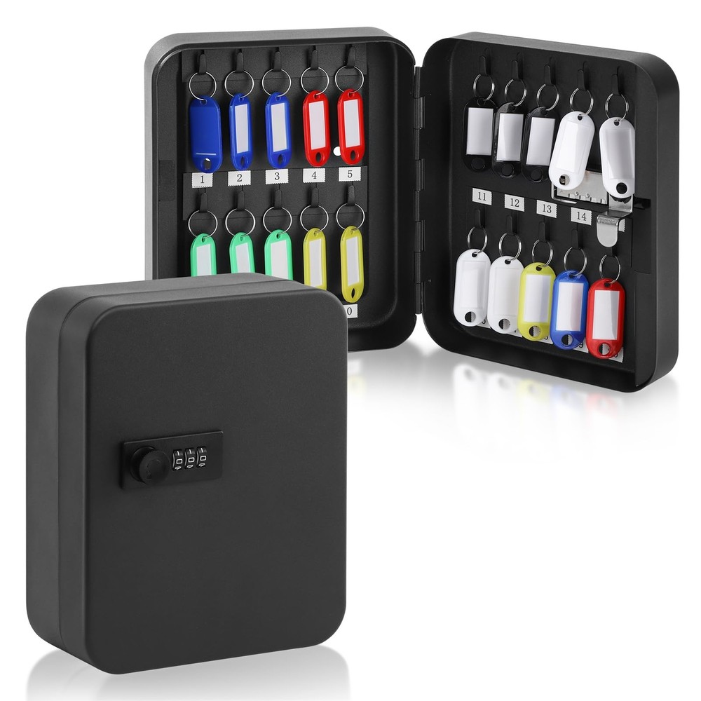 KYODOLED 20 Key Storage Lock Box with 20 Key, Black With Combination
