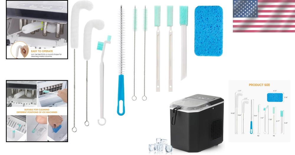 Versatile Ice Maker Cleaner Brush Set: 10 Tools for Deep Cleaning Solutions