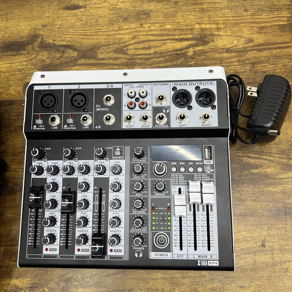 XTUGA KP4 4 Channel Audio Mixer, 16-Bit DSP Effect USB Audio Interface Effects