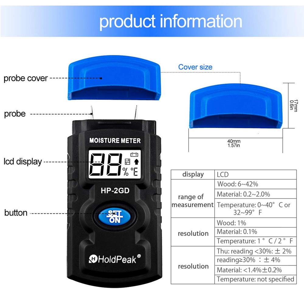 Digital LCD Air Wind Speed Anemometer with Moisture Meter Detector Testing Set