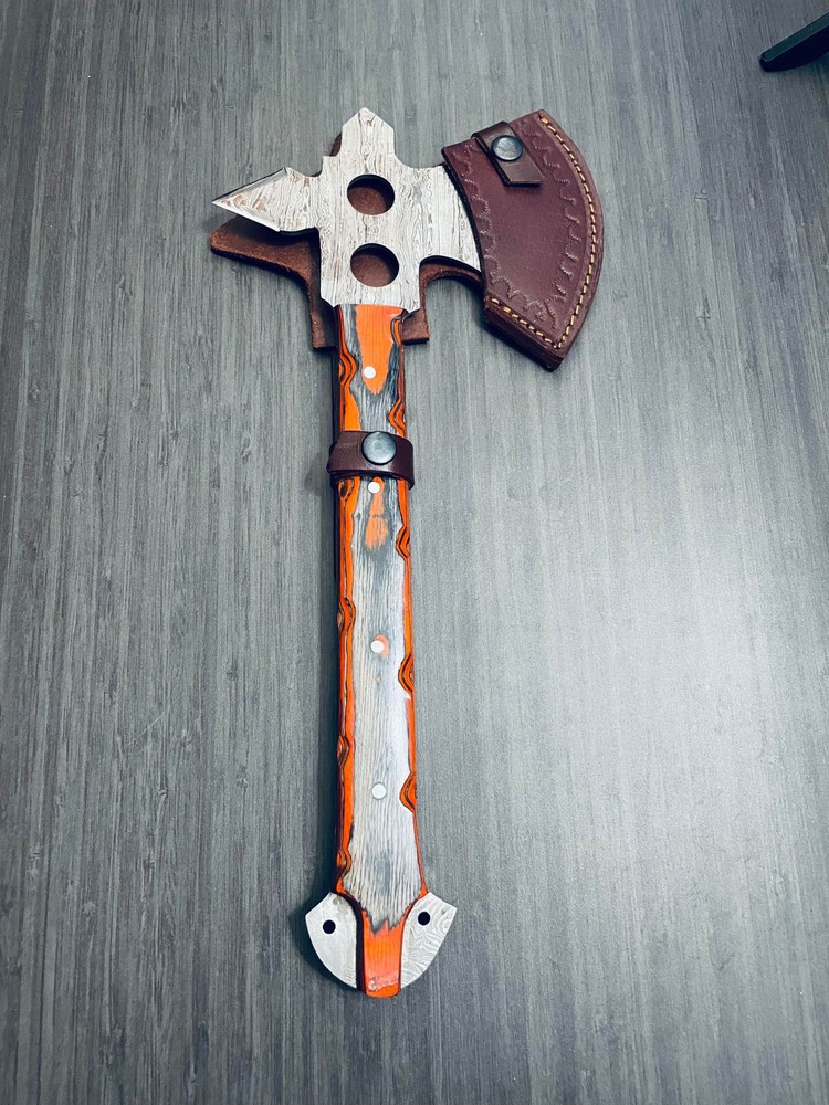 Throwing Axe with Leather Sheath Custom Viking Handle