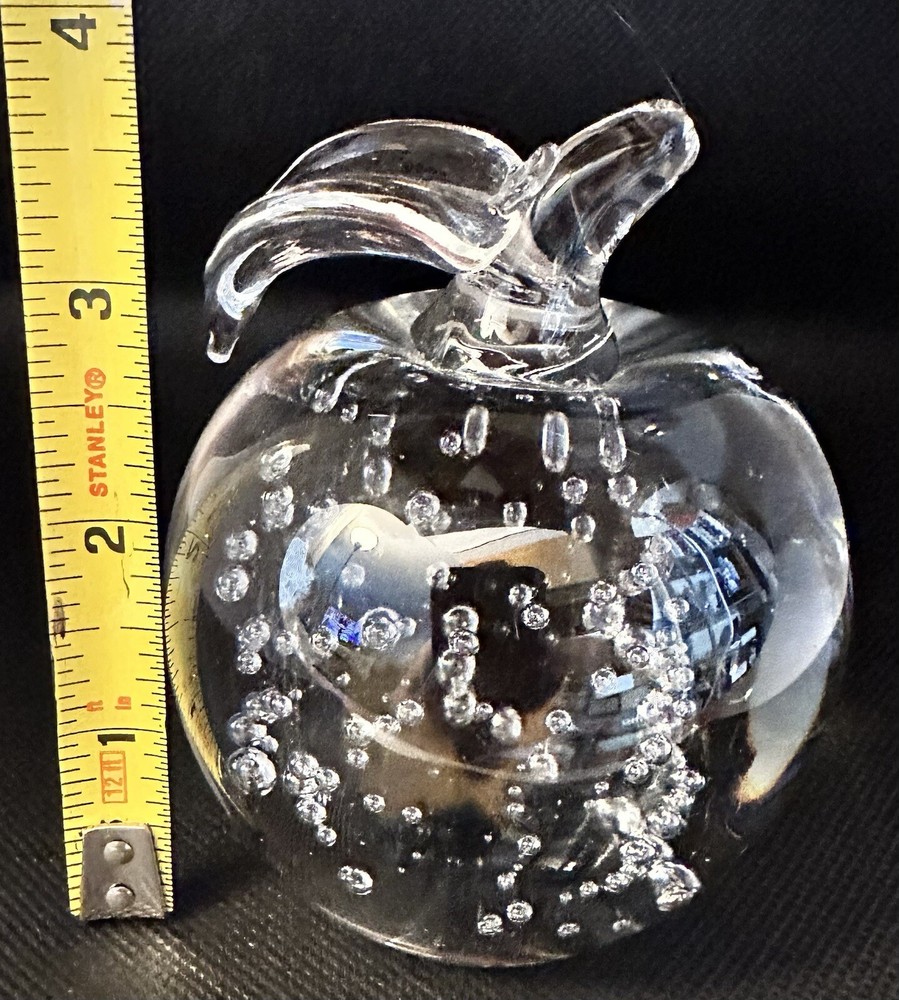 Clear Crystal Apple Paperweight