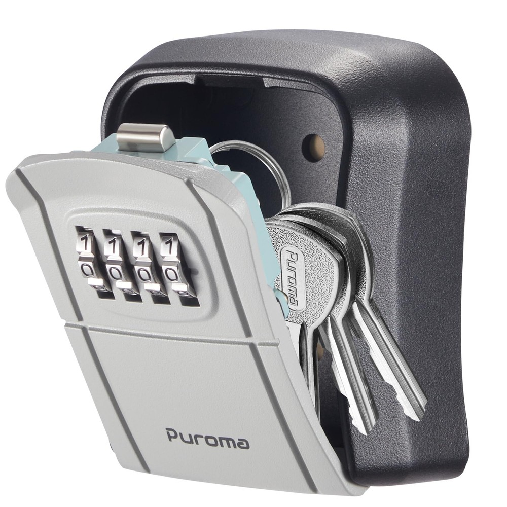 Puroma Key Lock Box Combination Lockbox Wall-Mounted Medium Capacity, Grey