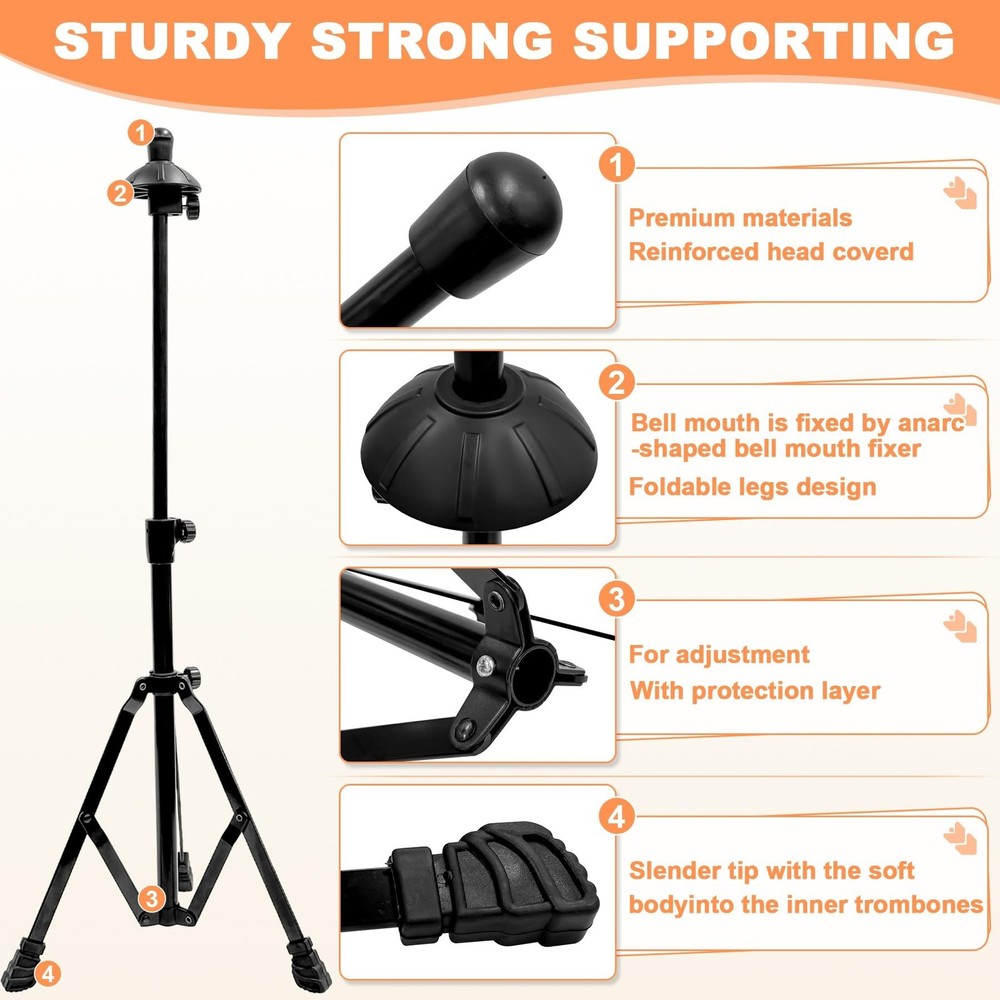 Earthtec Folding Trombone Stand Retractable Height Adjustment, Triangular Sta...