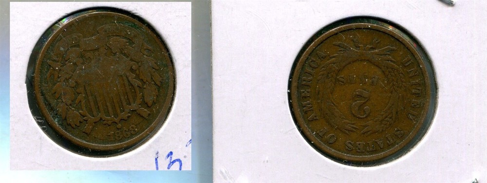 1868 TWO CENT PIECE TYPE COIN GOOD 132S