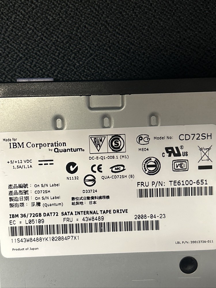 IBM Internal SATA Tape Drive CD72SH