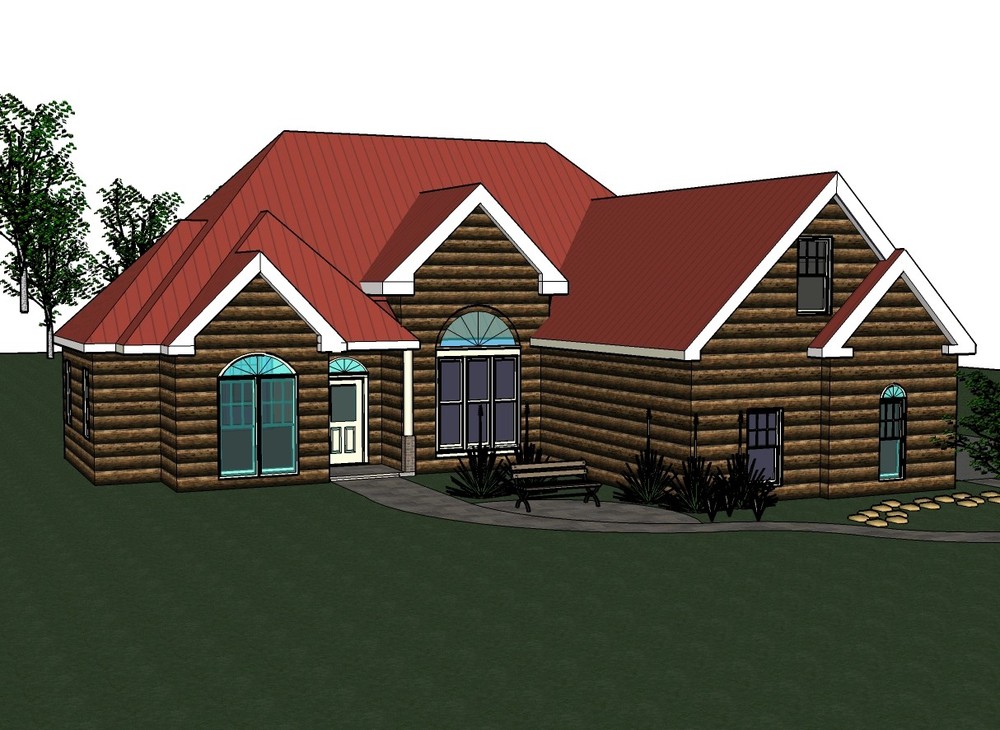 Amanda 1706G-4 log Home, House plan 3 bed room, 2 bath split plan in PDF
