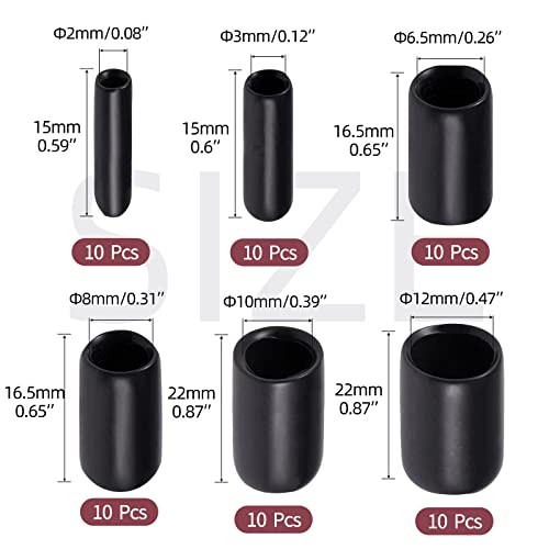 Aleric Rubber End Caps - 60pcs Flexible Screw Thread Protector Covers Rubber