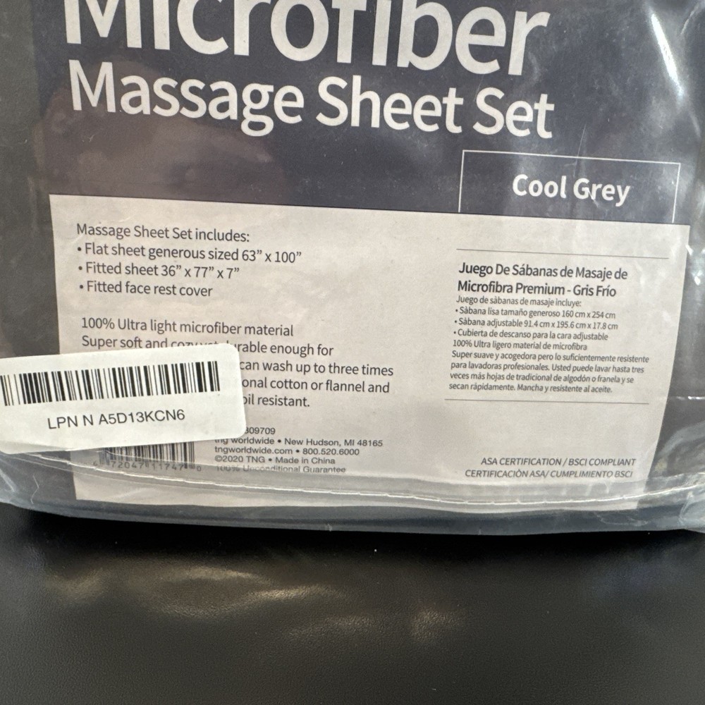 Premium Microfiber 3-Piece Massage Sheet Set, Cool Grey, Ultra-Light, Stain, ...