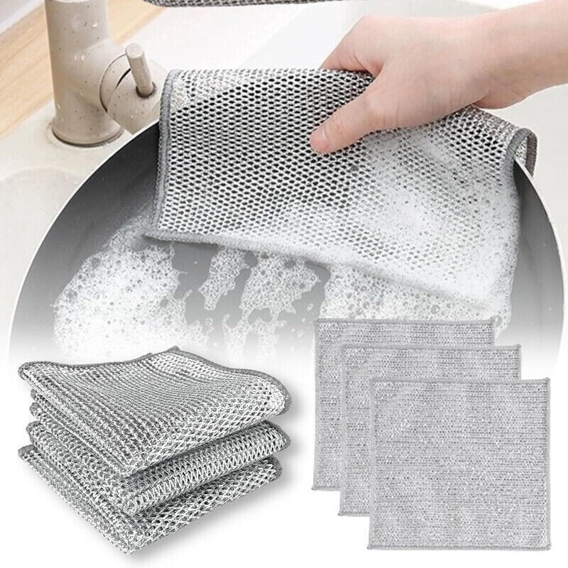 Multipurpose Wire Dishwashing Rags Rust Removal Cleaning Cloth Kitchen