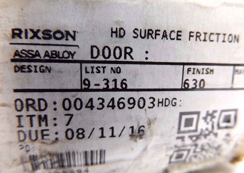 RIXSON 9-316 630 HEAVY DUTY SURFACE HOLDER OPEN BOX