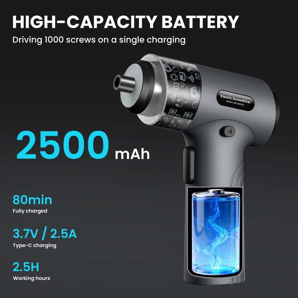 ANXTECH Cordless Electric Screwdriver Set Electronic Screw Gun Tools + LED Light