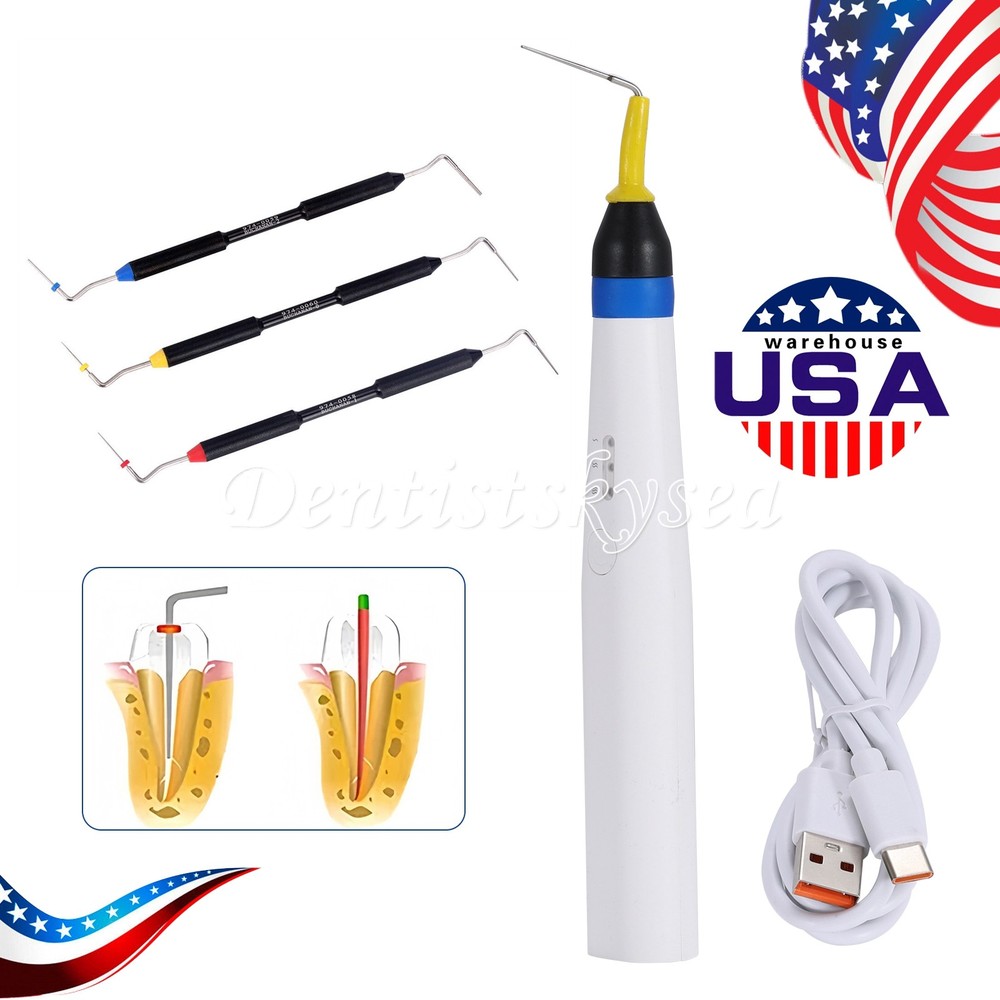Dental Obturation System Endo Heated Pen 2*Tips/Gutta Percha Tip Hand Plugger
