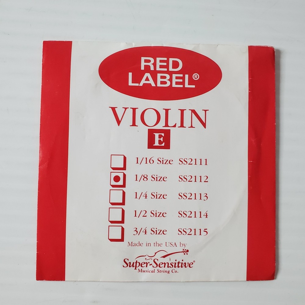 Super Sensitive Red Label Violin E String 1/8 Size SS2112 New