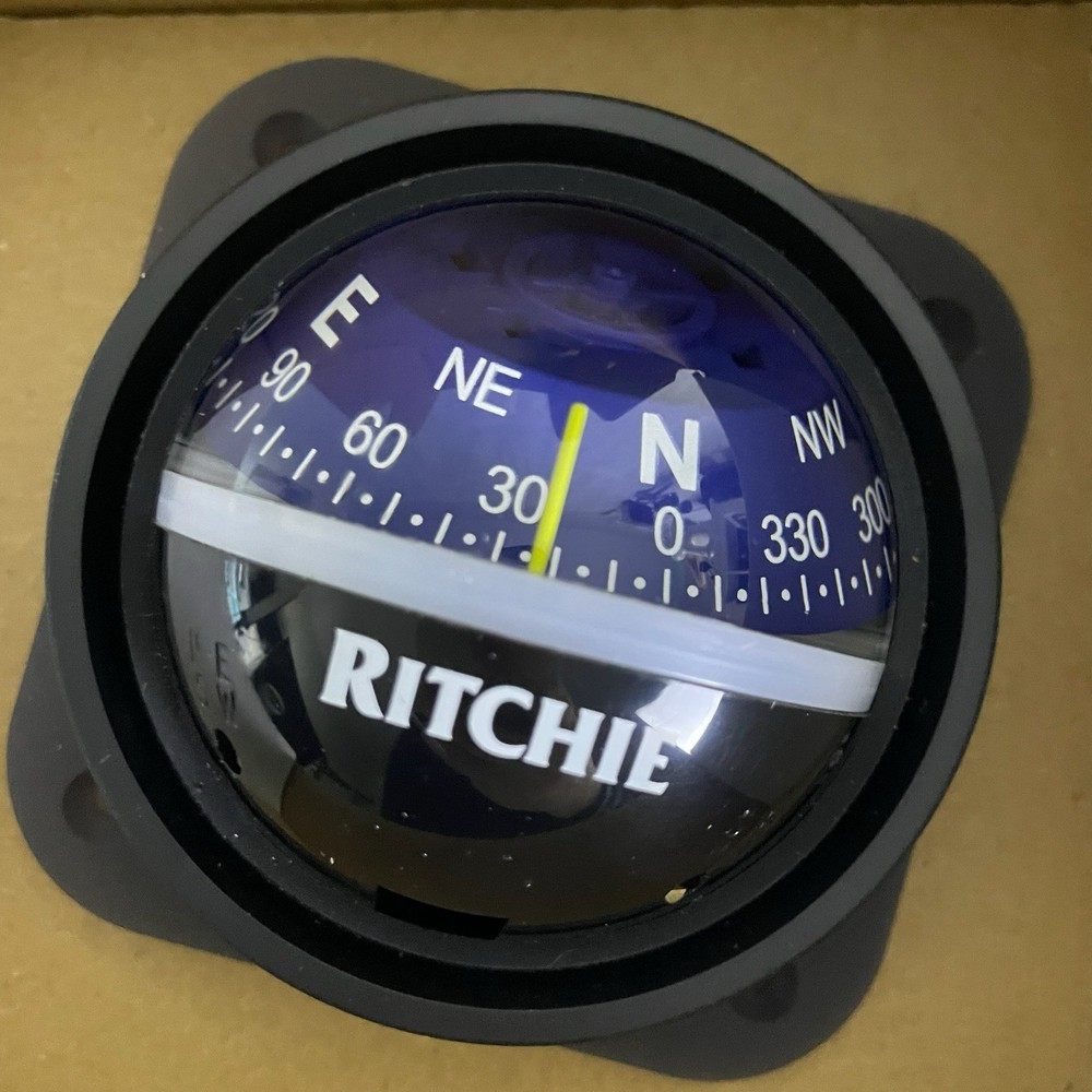Ritchie V-537B Explorer Compass Bulkhead Mount Blue Dial Marine Navigation