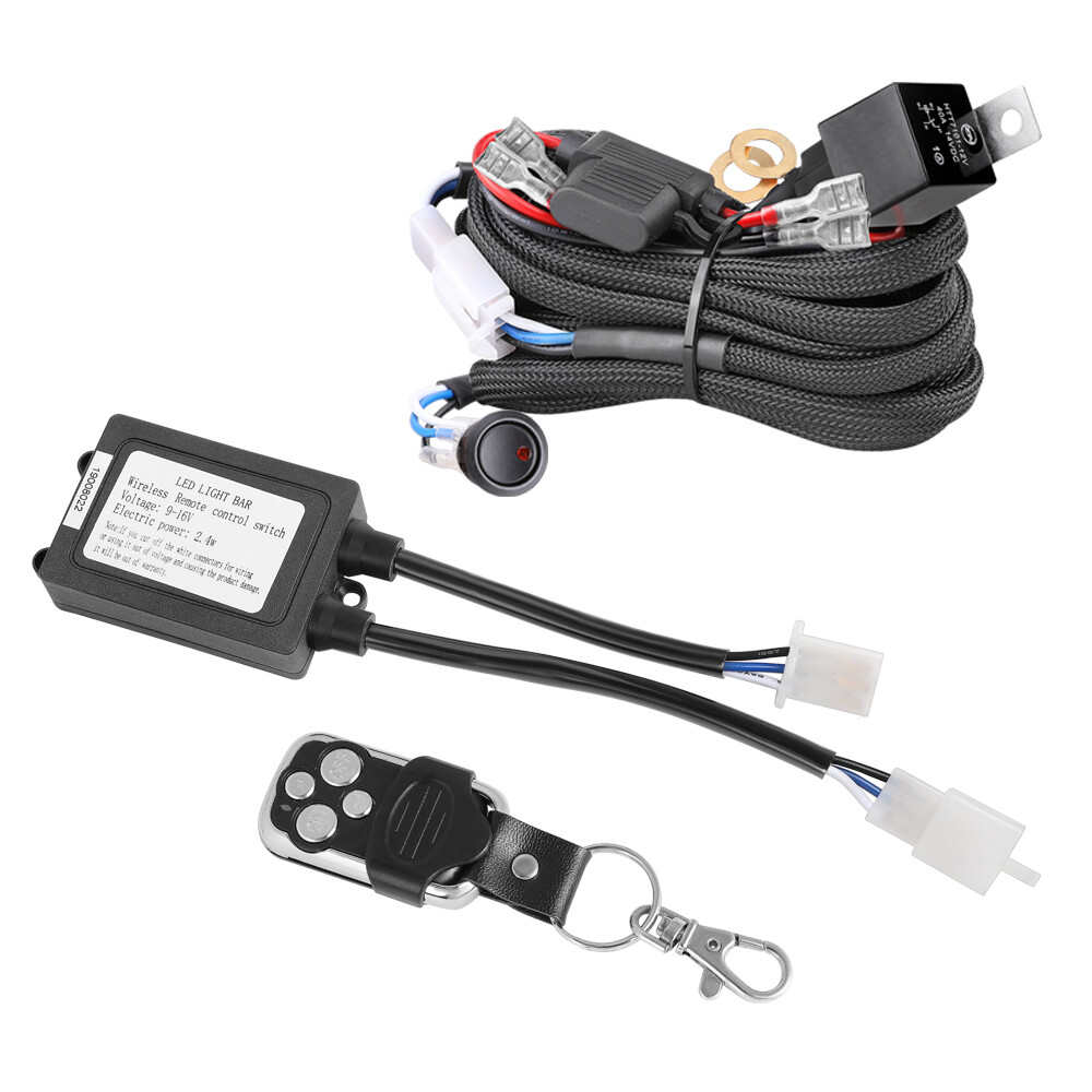 Wireless Remote Control Switch Strobe w/2-Lead Wiring Harness Kit LED Light Bar