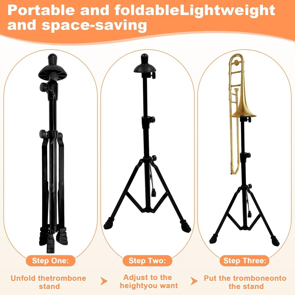 Earthtec Folding Trombone Stand Retractable Height Adjustment, Triangular Sta...