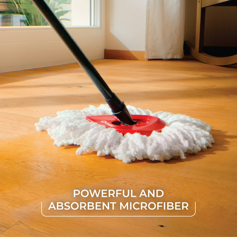O-Cedar EasyWring Spin Mop & Bucket System Microfiber Floor Cleaning 1 Mop Head