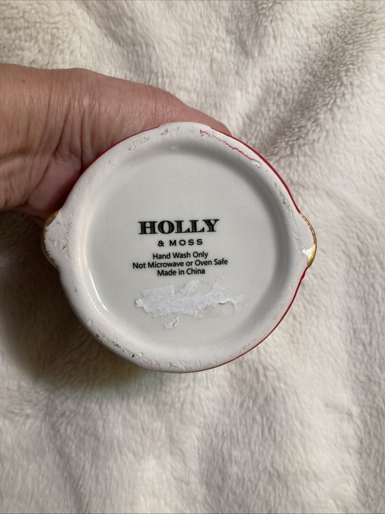 Holly & Moss Ceramic 4in Nutcracker sugar Jar Jam Jar W/SpoonDark Face