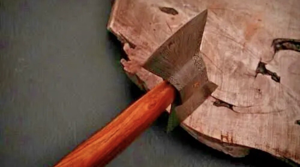 HANDMADE DAMASCUS STEEL DOUBLE HEAD AXE