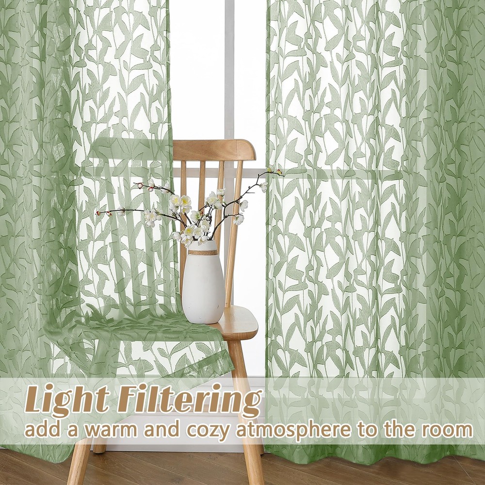 Sage Green Valance for Windows, Light Filtering Kitchen Valances for Small Sh...