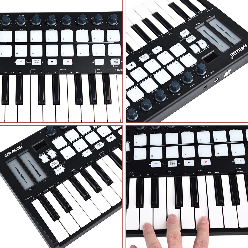 WORLDE ORCA mini25 Portable 25-Key USB MIDI Keyboard Controller 16 RGB