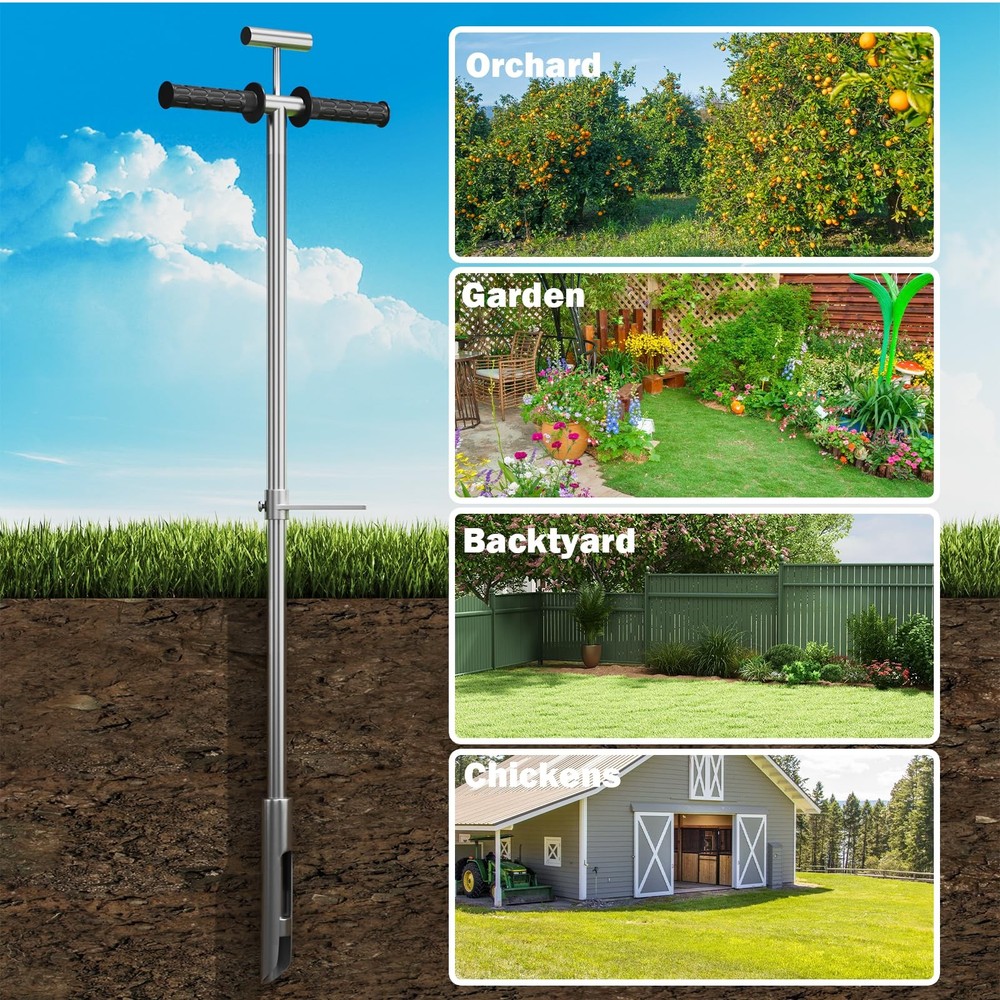 42 in Soil Sampler Probe,Stainless Steel Soil Sampler Probe,with Ejector Foot...
