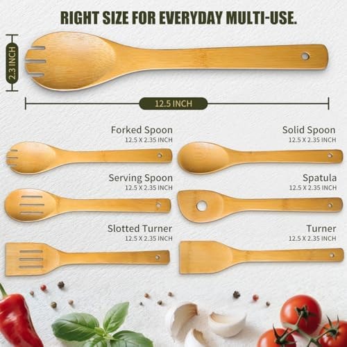 6 Piece Bamboo Wooden Spoon Set