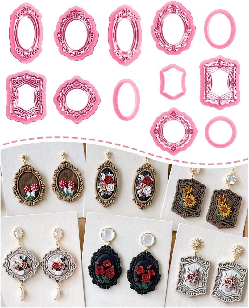 12 Piece Polymer Clay Frame Earring Cutters