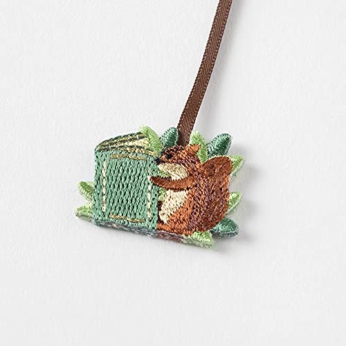 Midori Bookmark Embroidered Squirrel Pattern 62330006 Rayon + Polyester