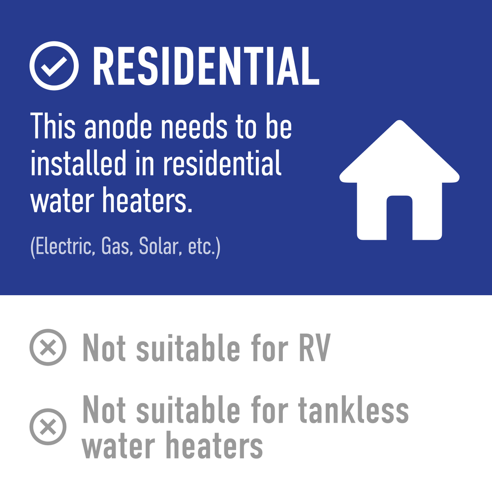 AR145 Segmented Aluminum Zinc Outlet Anode Rod, 3″ Nipple (.750″ x 3/4″ x 50″)