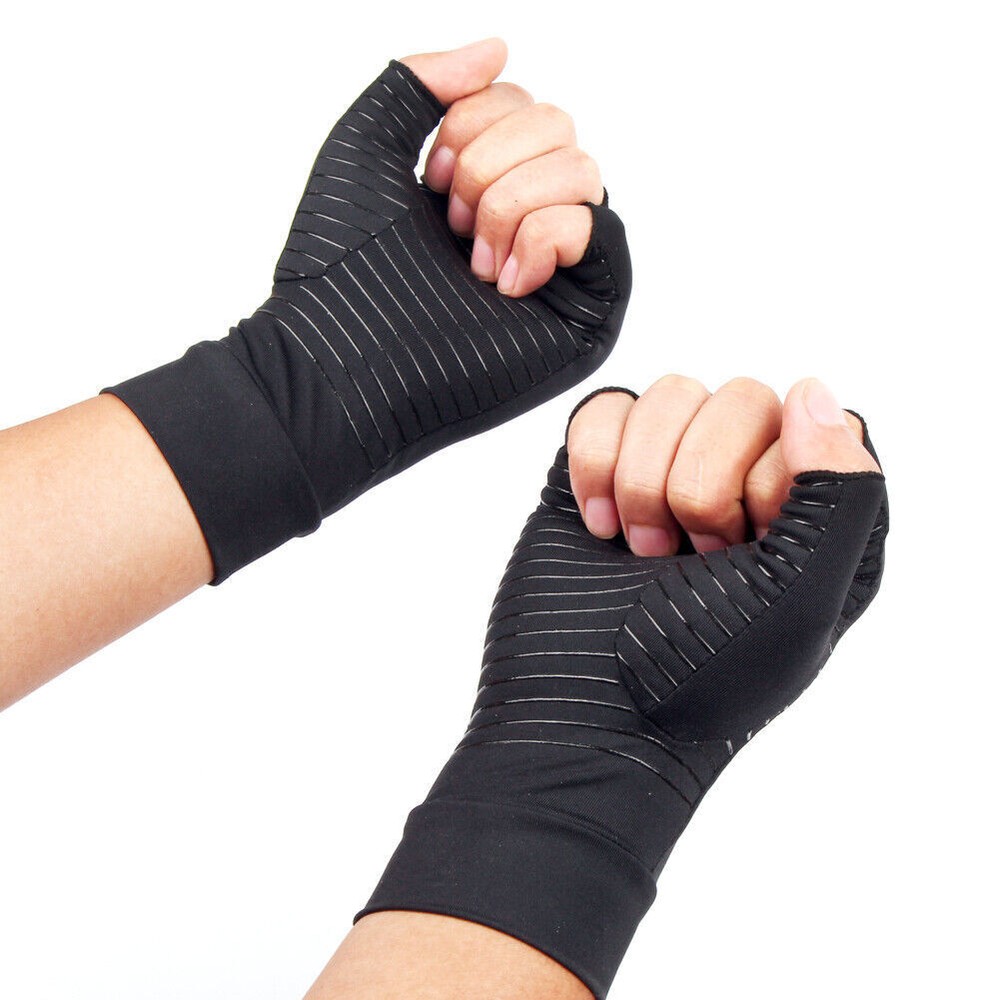 Copper Compression Arthritis Gloves Hand Support Fit Joint Pain Relief Pair