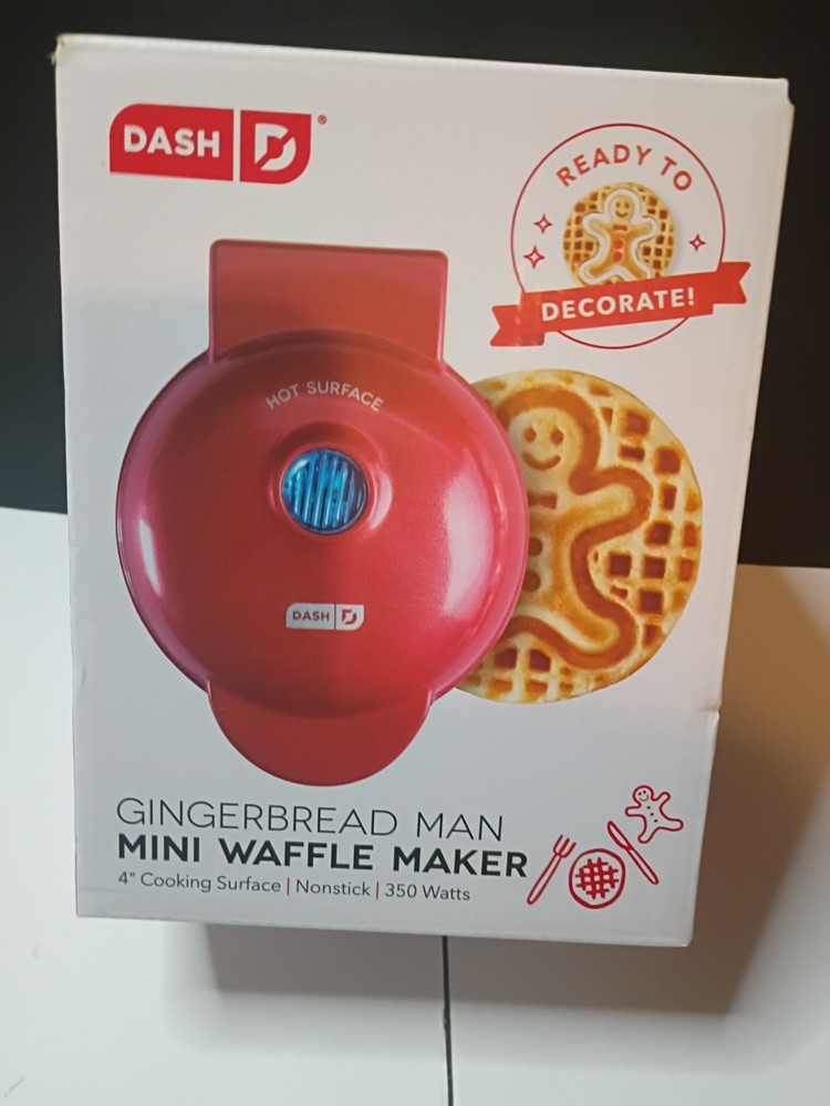 Dash Gingerbread Mini Waffle Maker 4" Cooking Surface Non-stick 350 Watts Red