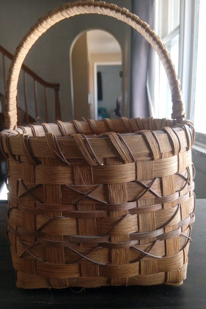 Square Woven Basket Natural Handle Home Decor Storage Country Rustic