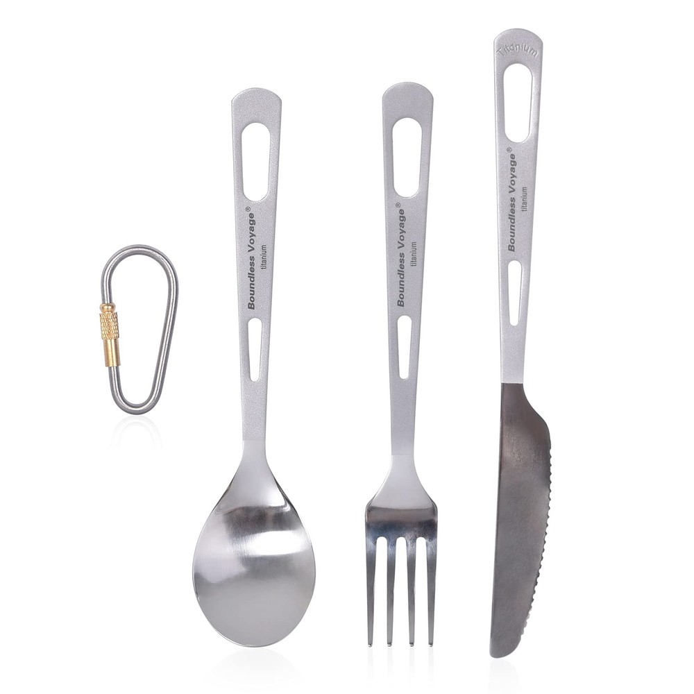 Titanium Tableware Camping Fork Spoon Outdoor Cutlery Set Travel Utensils