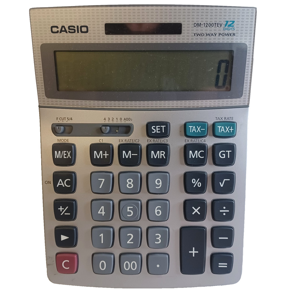 Casio DM-1200TEV Two Way Power Solar Calculator 12 Digit Large Button Display