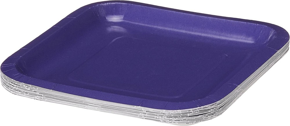Purple Lunch Plates - 18 Pack, Square Paper Tableware