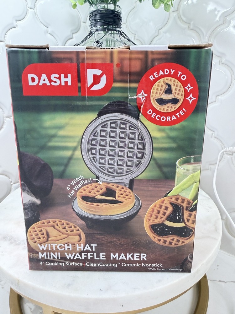 New Dash Witch Hat Mini Waffle Maker 4" Cooking Surface Ceramic Nonstick