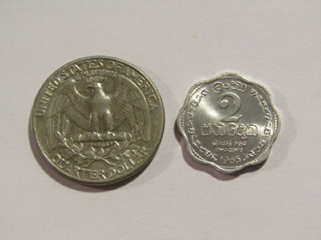 Ceylon 1965 2 Cents unc Coin