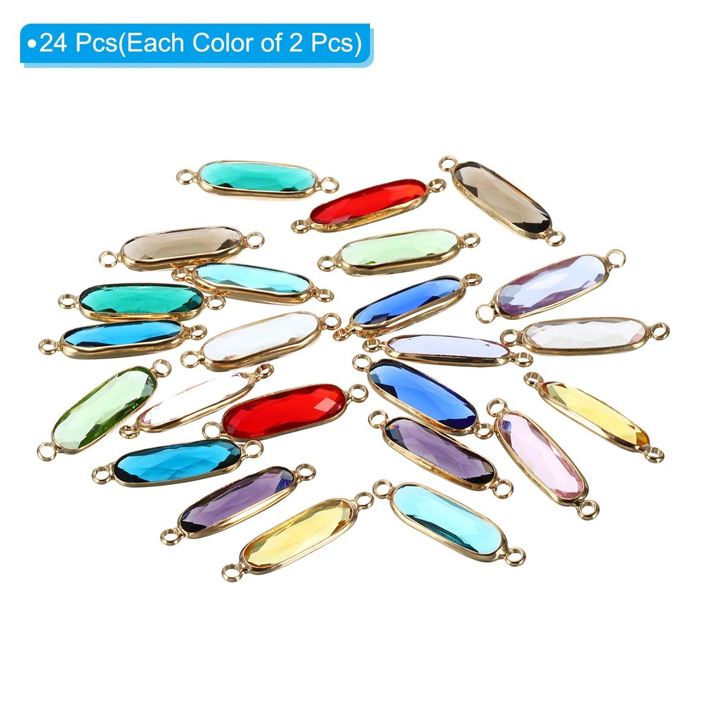 Birthstone Connector Link, 24Pcs Diamond Links, Round,