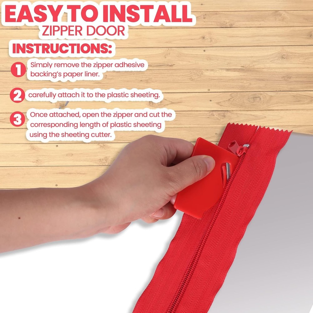 (12-Pack) Heavy-Duty Dust Zippers - Dust Protector System Self-Adhesive Instant