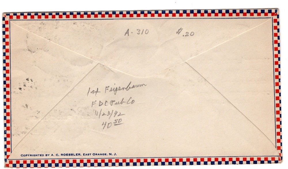 #683 Carolina - Charleston SC 1930 FDC -#30 Feigenbaum on Roessler Envelope