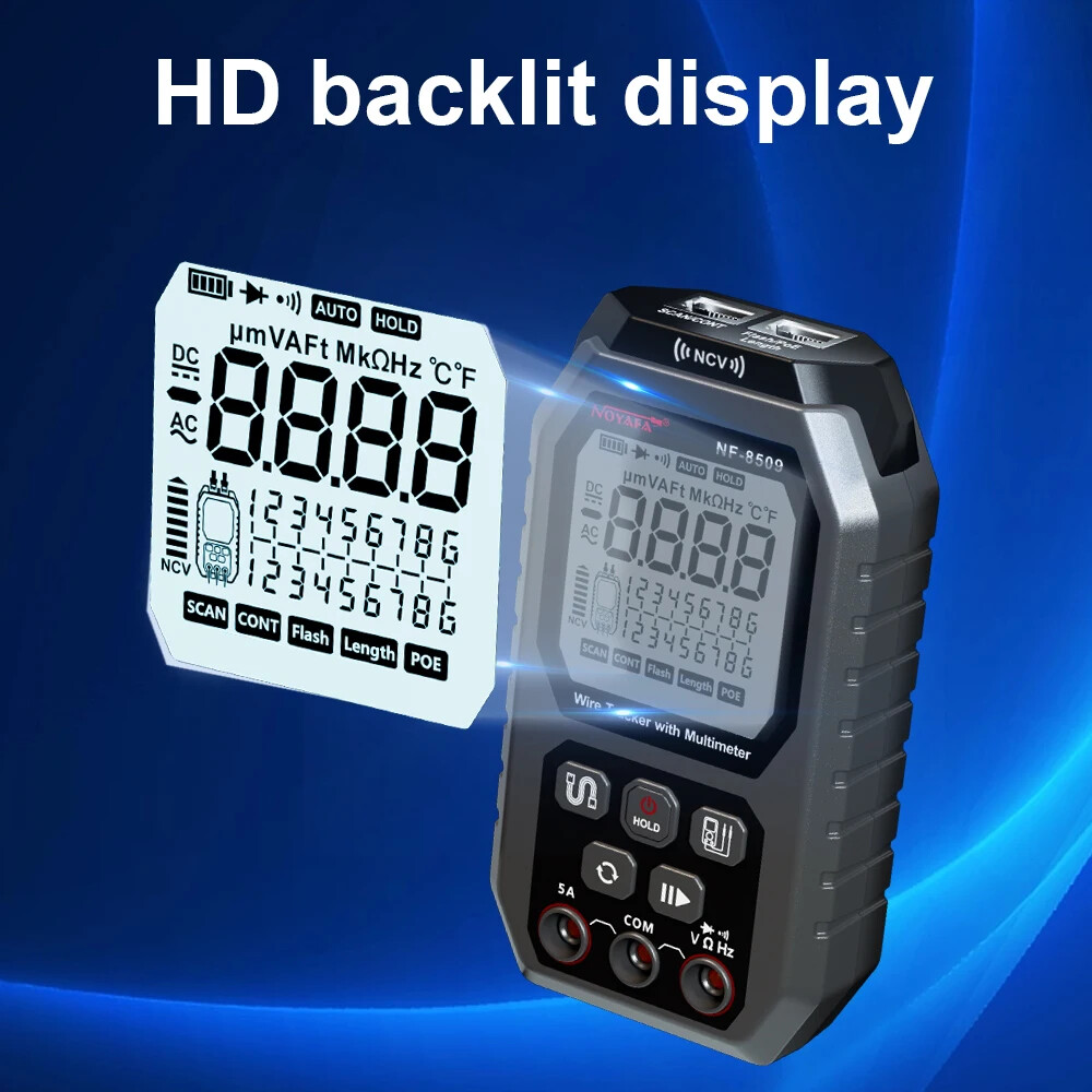 2in1 Network Cable Tester & Digital Multimeter Cable Tracker Cat5Cat6 PoE Tester