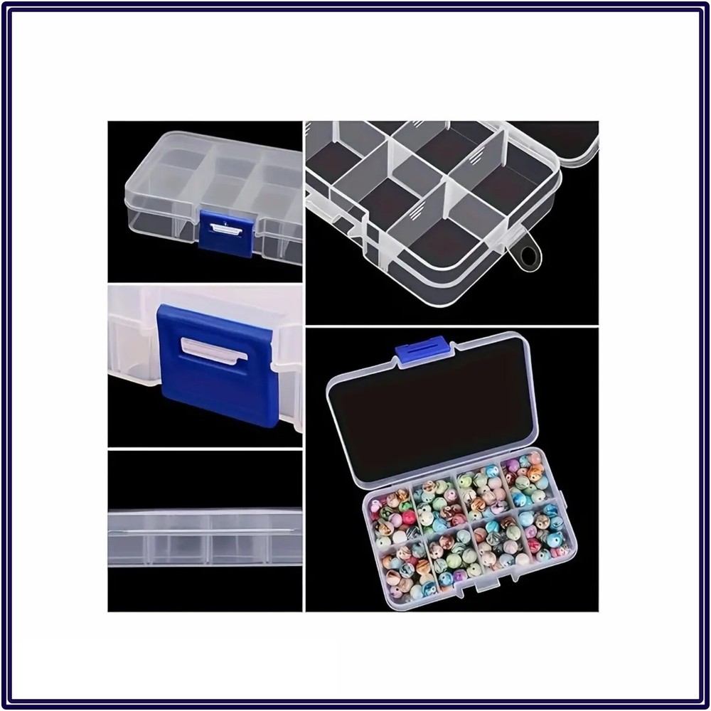 3-Pack Clear 8-Grid Plastic Box Organizer Bead Components DIY Jewelry Storage