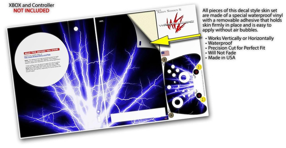 Skins XBOX Series S Console Controller Lightning Blue