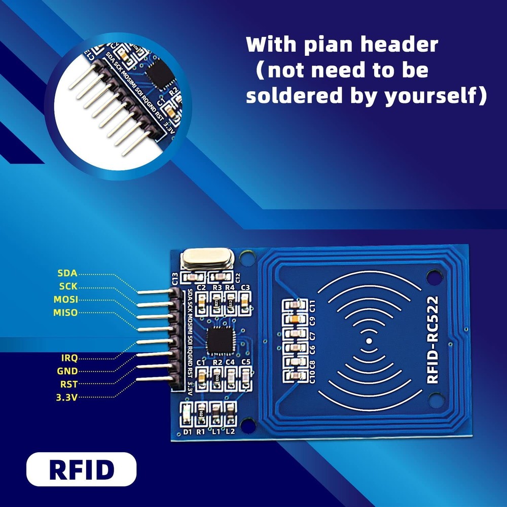 5Pack RC522 RFID Module RF IC Card Sensor Module with S50 White Card and Key ...